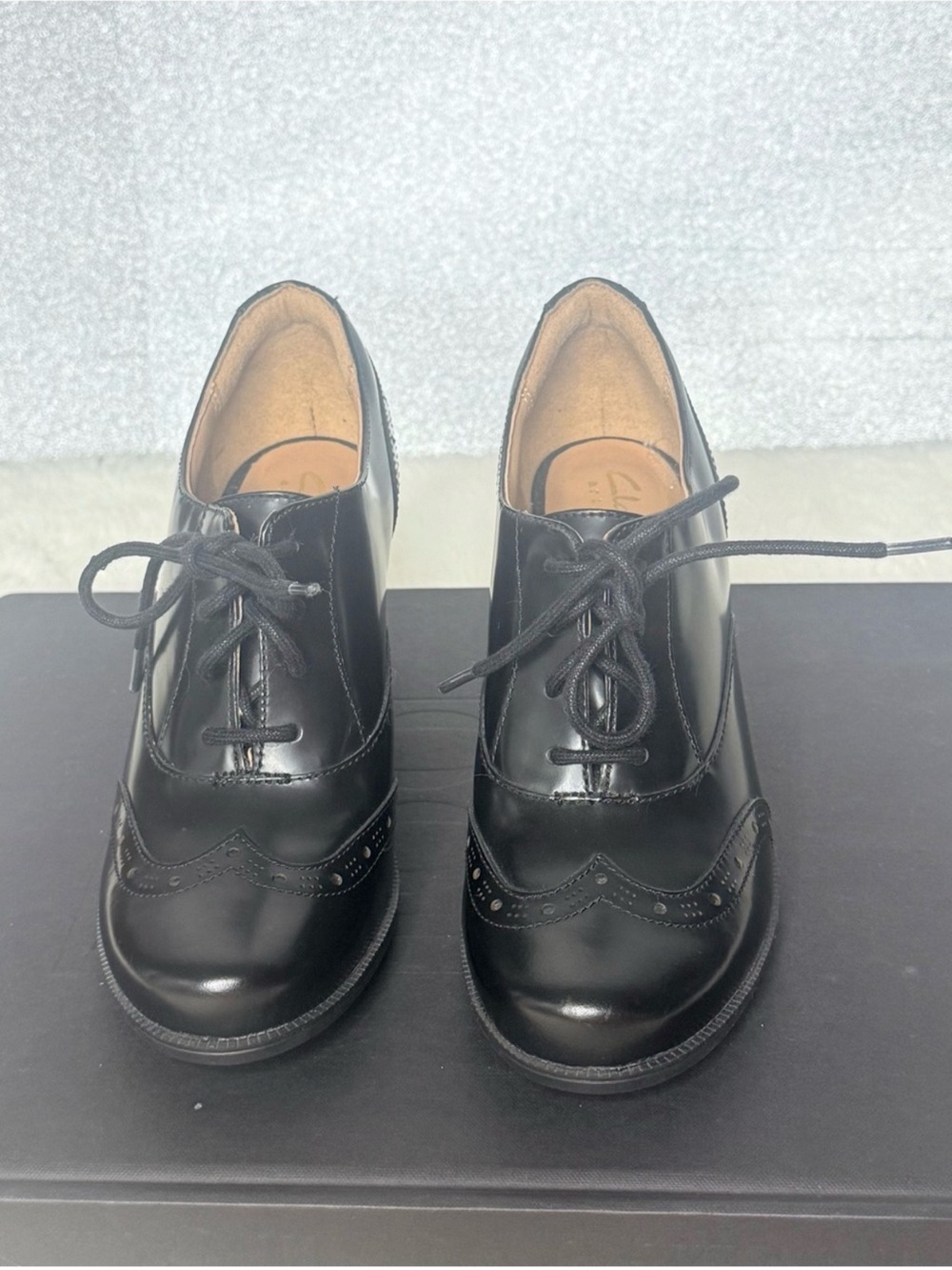 Clarks Black Lace-Up Wingtip
Heeled Oxfords - Picture 2 of 12
